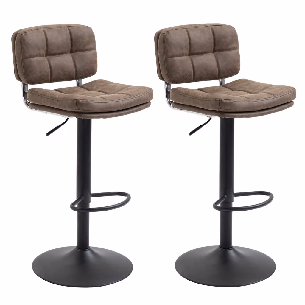 Sgabello da bar vintage XYLO girevole e regolabile con rivestimento in similpelle marrone e struttura in metallo – 2