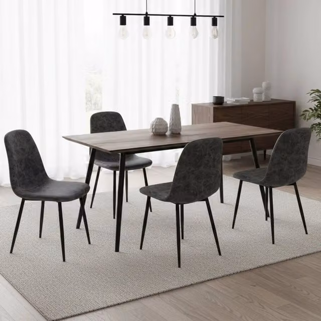 Set di 4 sedie moderne DMORA in ecopelle grigio e nero con struttura in metallo per cucina e soggiorno – 1