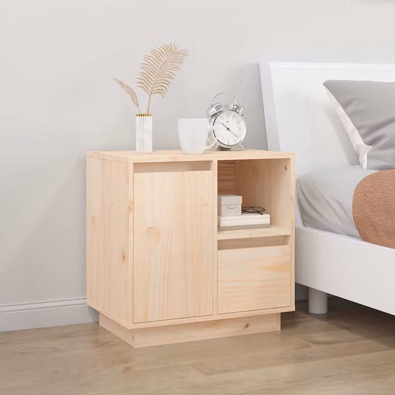 vidaXL Comodino Moderno in Legno di Pino Naturale, da Appendere al Muro, L: 34 cm, P: 50 cm, H: 50 cm
