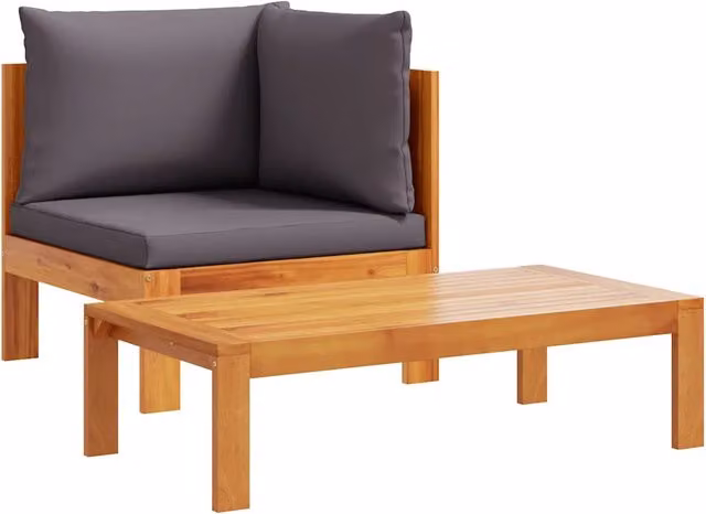 Set Divani da Giardino 2pz | Set Salotto da Giardino con Cuscini Legno Massello di Acacia