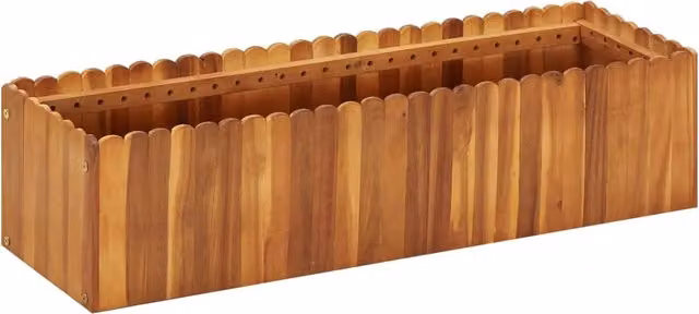 Fioriera rialzata per piante e fiori giardino 100 x 30 x 25 cm legno massello di acacia 02_0000974