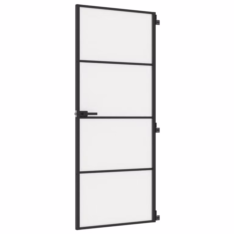 Porta Interni Sottile Nera 83x201,5cm Vetro Temperato Alluminio