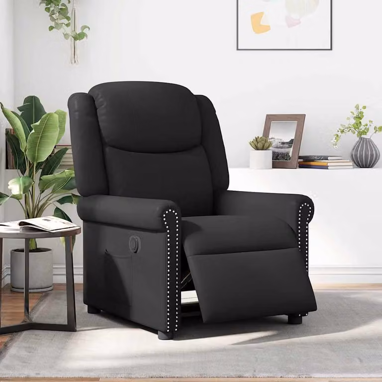 SYFAX™ Poltrona Reclinabile Elettrica Nero Lucido Pelle finta