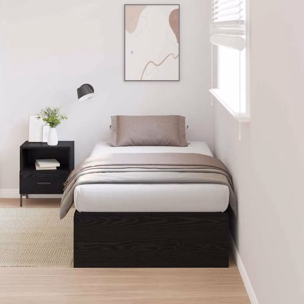vidaXL Struttura letto con contenitore moderno in legno di pino, colore nero, L/P/H: 90 x 200 cm