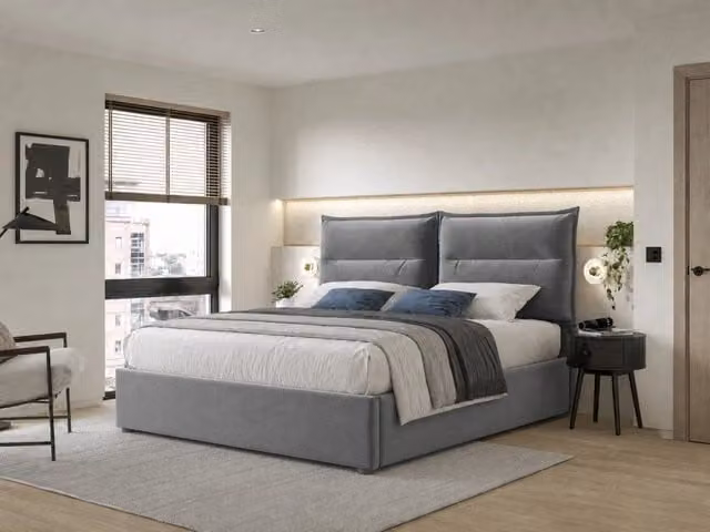 letto imbottito velluto grigio 140x200 cm