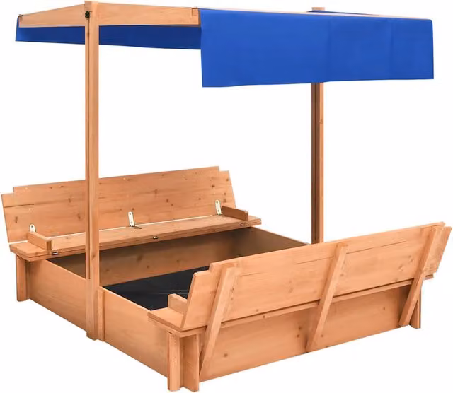 Sabbiera con tetto in legno di abete e rivestimento blu L/P/H: 112 x 112 x 112 cm CFW6501841