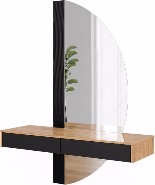 Tavolo da toeletta Melisa Nero 120 cm con specchio a LED Vicco