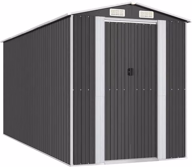 Casetta da giardino antracite in acciaio zincato con porta scorrevole e tetto a capanna L: 440 cm, P: 192 cm, H: 223 cm – 1