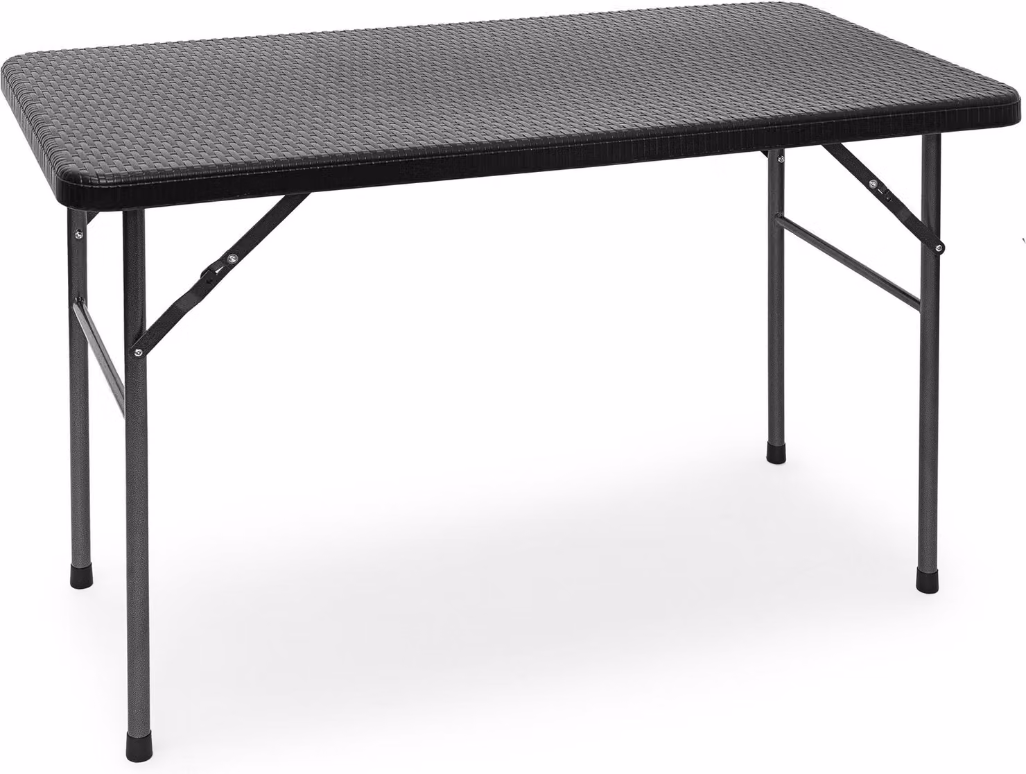 Tavolo da giardino pieghevole BASTIAN di Relaxdays, rettangolare, A x L x P: 74 x 121,5 x 61,5 cm, metallo, plastica, effetto rattan, nero