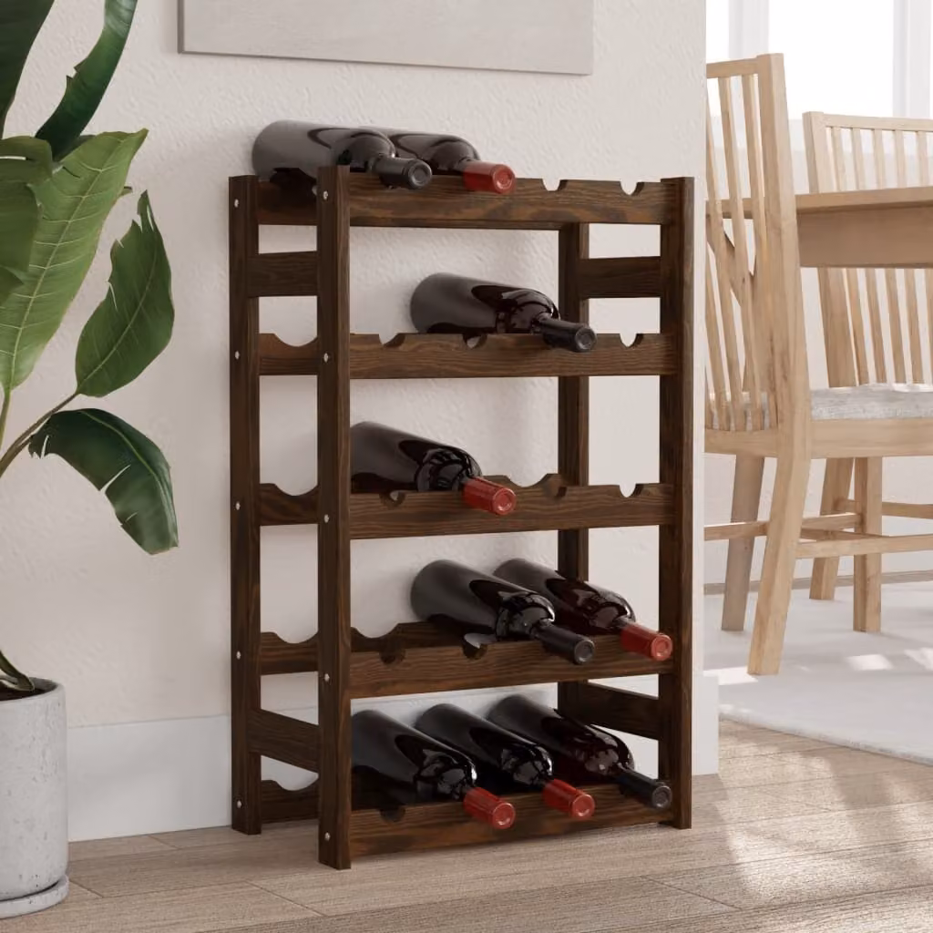 Portabottiglie vidaXL in legno massello di pino marrone per 20 bottiglie L/P/H: 70 x 43 x 25 cm