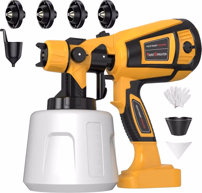 Pistola a spruzzo per verniciatura, capacità 1400 ml, quattro ugelli, 1400 ml, spina UE