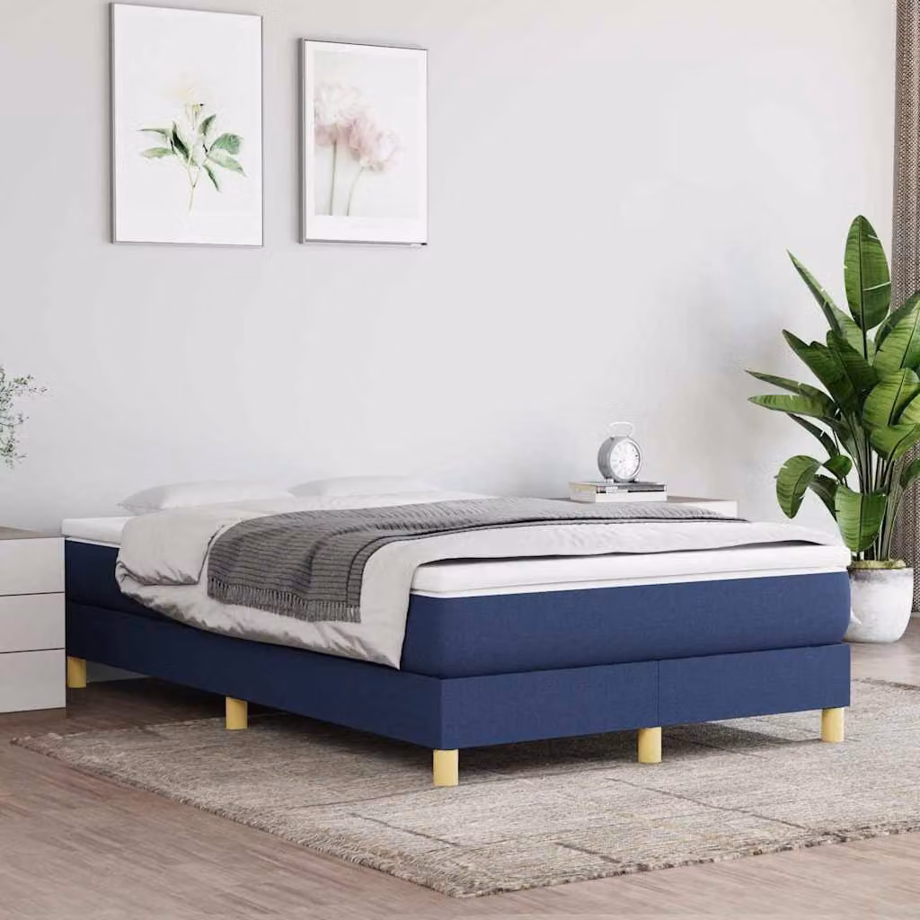 Struttura Letto a Rete a Molle vidaXL in Tessuto Blu con Doghe Curvate L: 200 cm, P: 120 cm, H: 25 cm