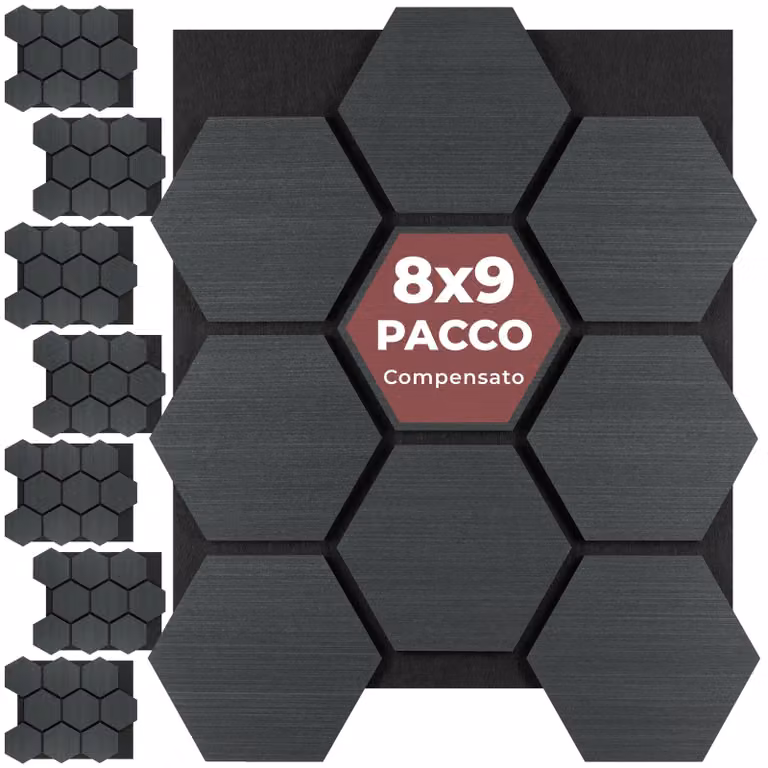 Pannelli acustici Sonic Shield tectake effetto legno in MDF colore nero e marrone