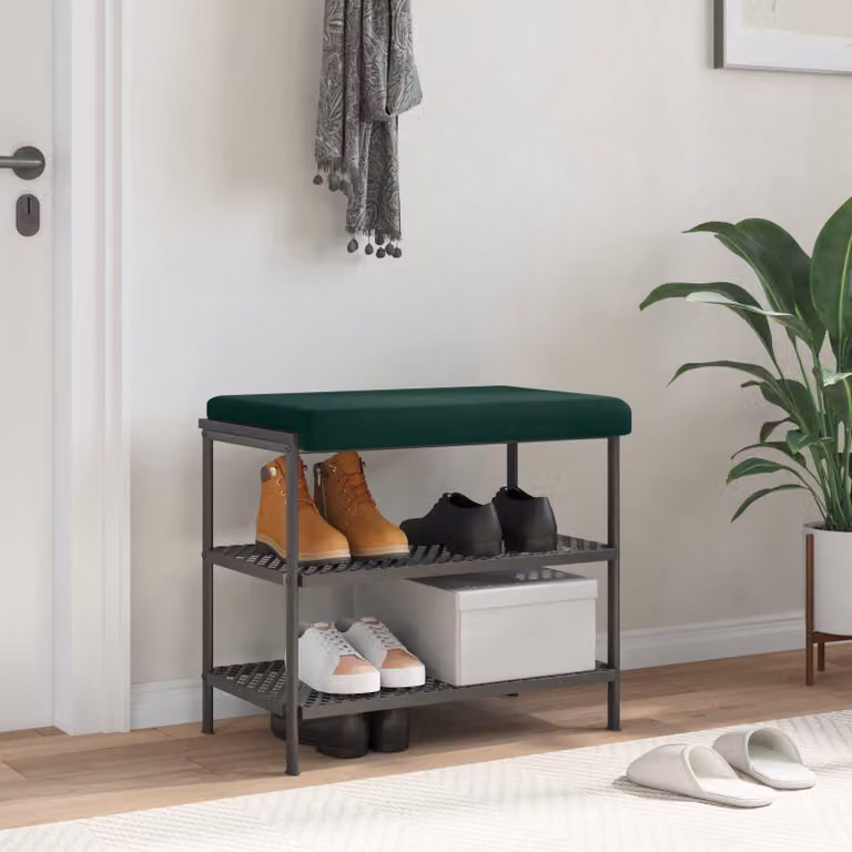 vidaXL Cuscino per panchina in velluto verde scuro con imbottitura in schiuma, L/P/H: 60 x 60 x 35 cm