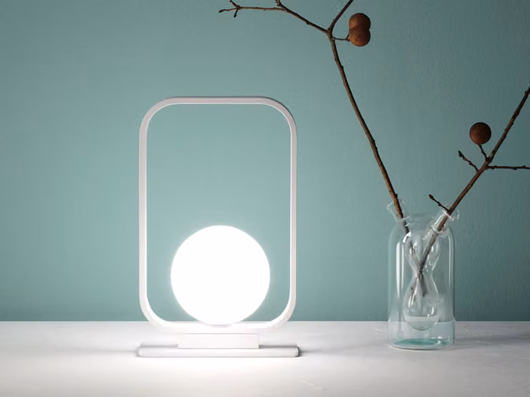 Lampada da tavolo Roxy Opal con globo in vetro