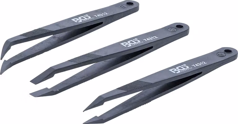 BGS Set di pinzette in plastica, 3 pezzi - 74312