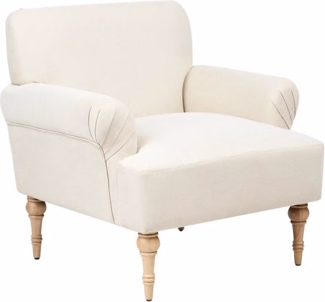 Poltrona Beige chiaro Tessuto poliestere idrorepellente Gambe in legno di gomma Arredamento minimalista retrò per il soggiorno
