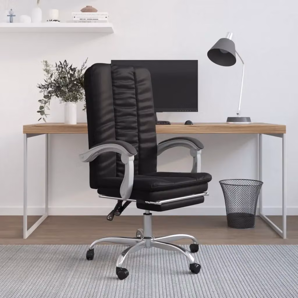 Sedia da ufficio executive reclinabile nera in similpelle con poggiatesta e rotelle DESIGN IN – 2