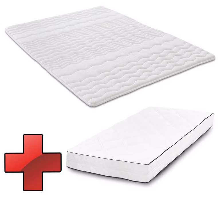 Materasso a 7 zone Sleezzz Superior 90 x 200 cm, altezza 21 cm, grado di rigidità H3/H4 + coprimaterasso / imbottitura per materasso 90 x 200 cm