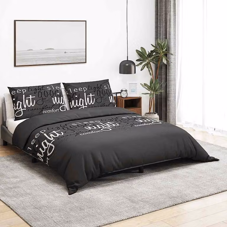 Set Copripiumino e Federe vidaXL in Cotone Nero e Bianco L 240 cm x P 220 cm