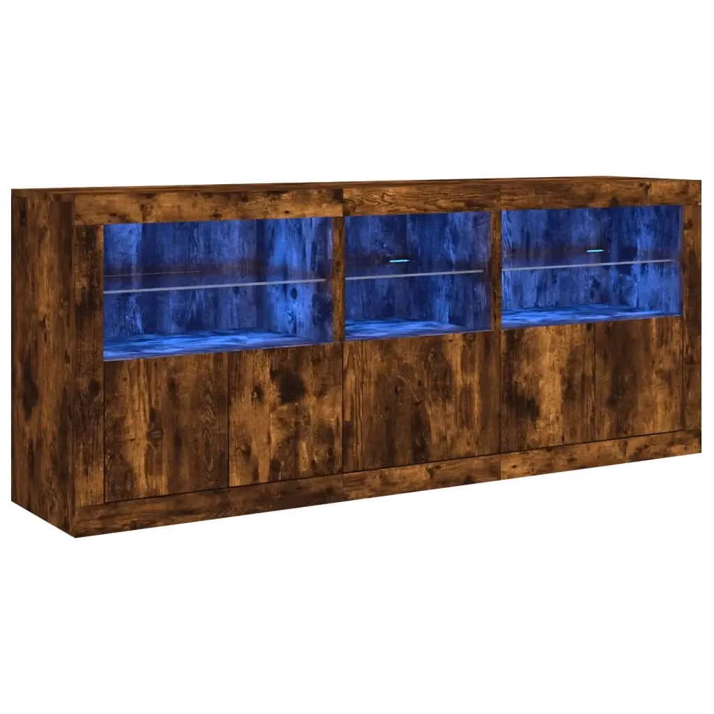 Credenza moderna vidaXL con luci LED in rovere fumo marrone L: 162 cm, P: 37 cm, H: 67 cm – 2