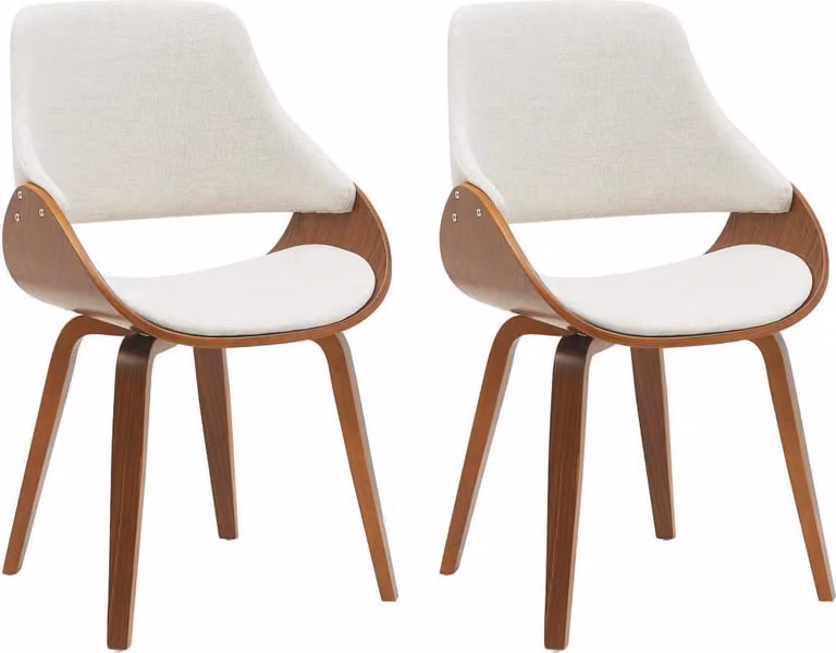 set di 2 sedie da pranzo - Sedie da cucina - Seduta confortevole, design elegante in noce/crema