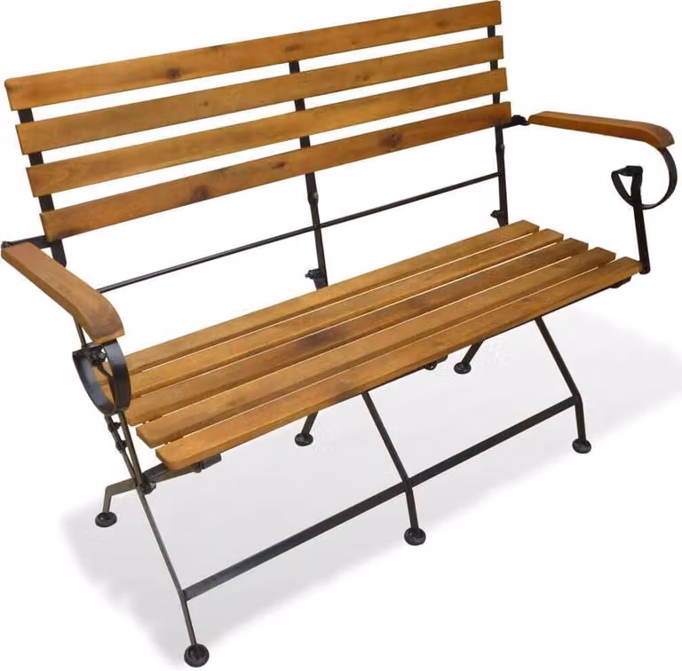 The Living Store Panca da giardino pieghevole 112 cm in legno massiccio di acacia