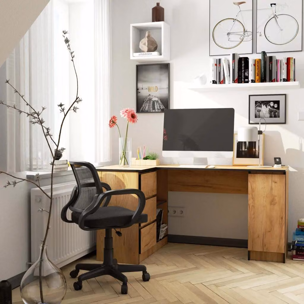 Scrivania angolare SILAN - rovere craft, versione a sinistra