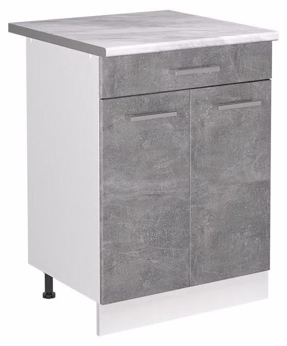 Mobile lavello cucina Vicco R-Line Calcestruzzo/Bianco 60 cm piano di lavoro Marmo, Model 72994