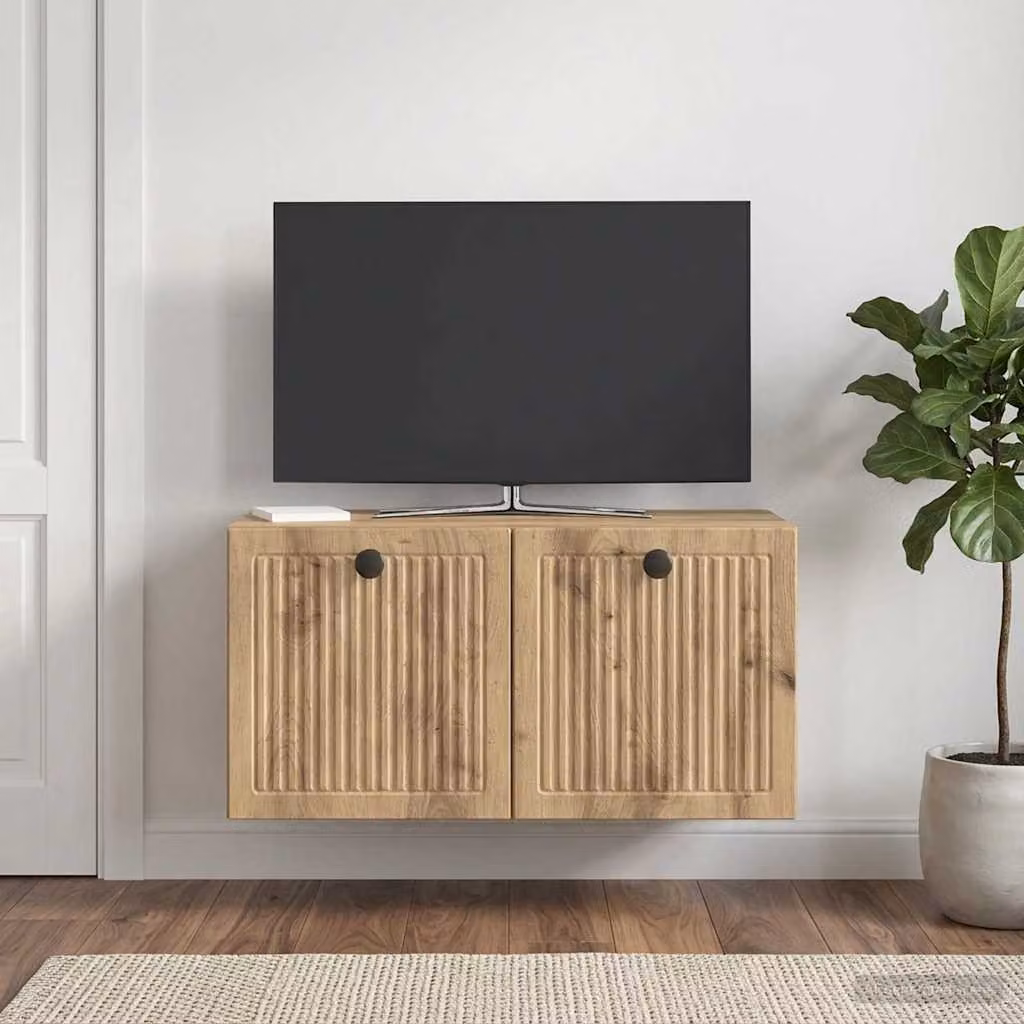vidaXL Mobile Porta TV da Muro Moderno in Legno Marrone L: 59,5 cm, P: 31 cm, H: 30 cm