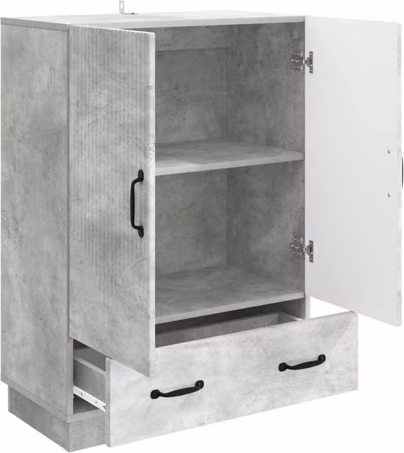 Credenza Design In moderna in legno ingegnerizzato Grigio Cemento L: 66 cm, P: 34,5 cm, H: 92 cm