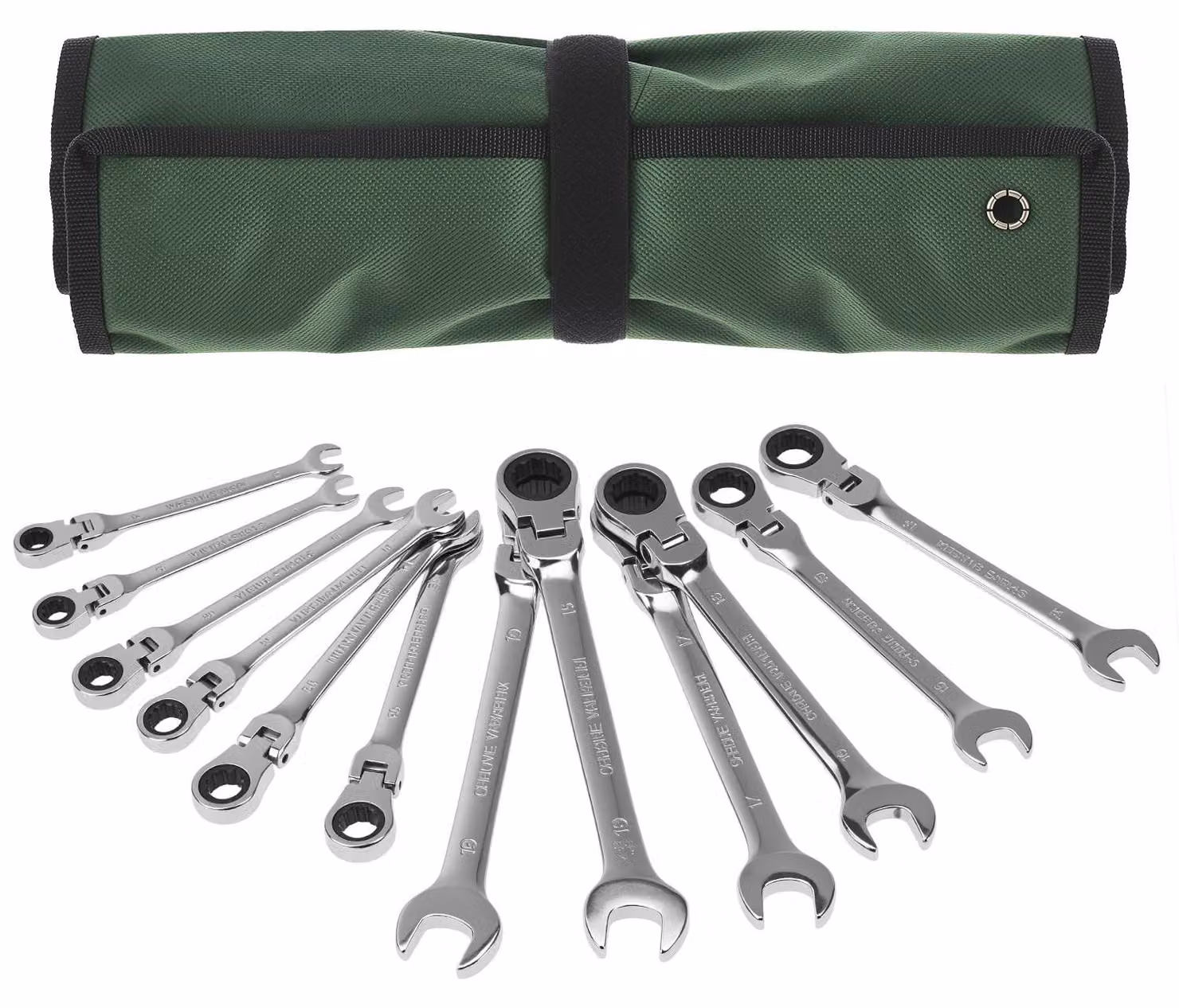 Set di 12 chiavi a cricchetto con testa regolabile, da 8 a 19 mm