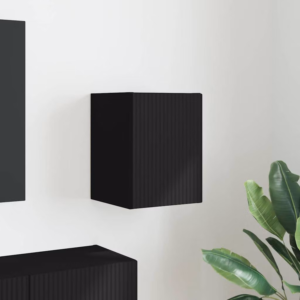 Mobile TV da parete vidaXL moderno in legno ingegnerizzato nero L: 30 cm, P: 31 cm, H: 40 cm