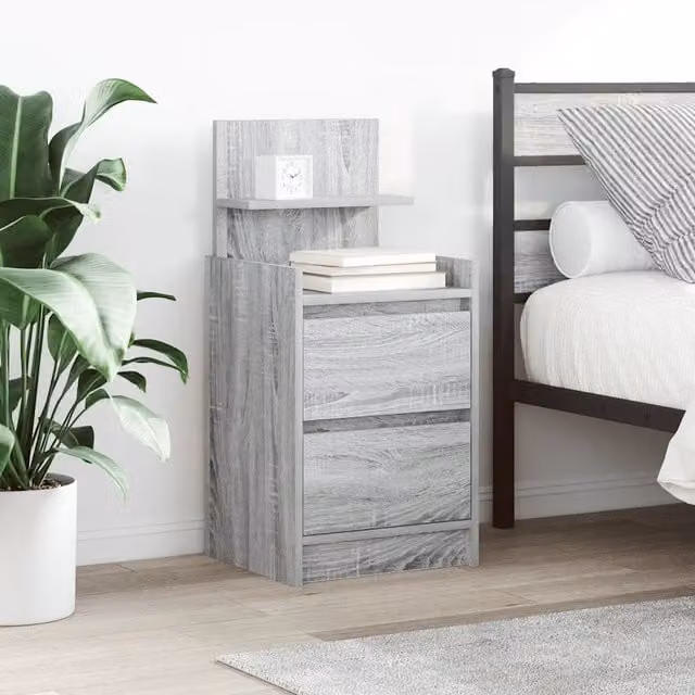 Set di 2 comodini sospesi vidaXL moderni in colore grigio, L/P/H: 38 x 34 x 80 cm