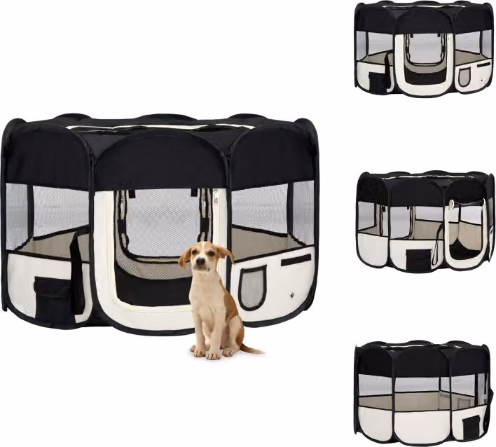 vidaXL Box pieghevole per cuccioli con borsa di trasporto nera 125x125x61 cm - Cucce per cani e recinti