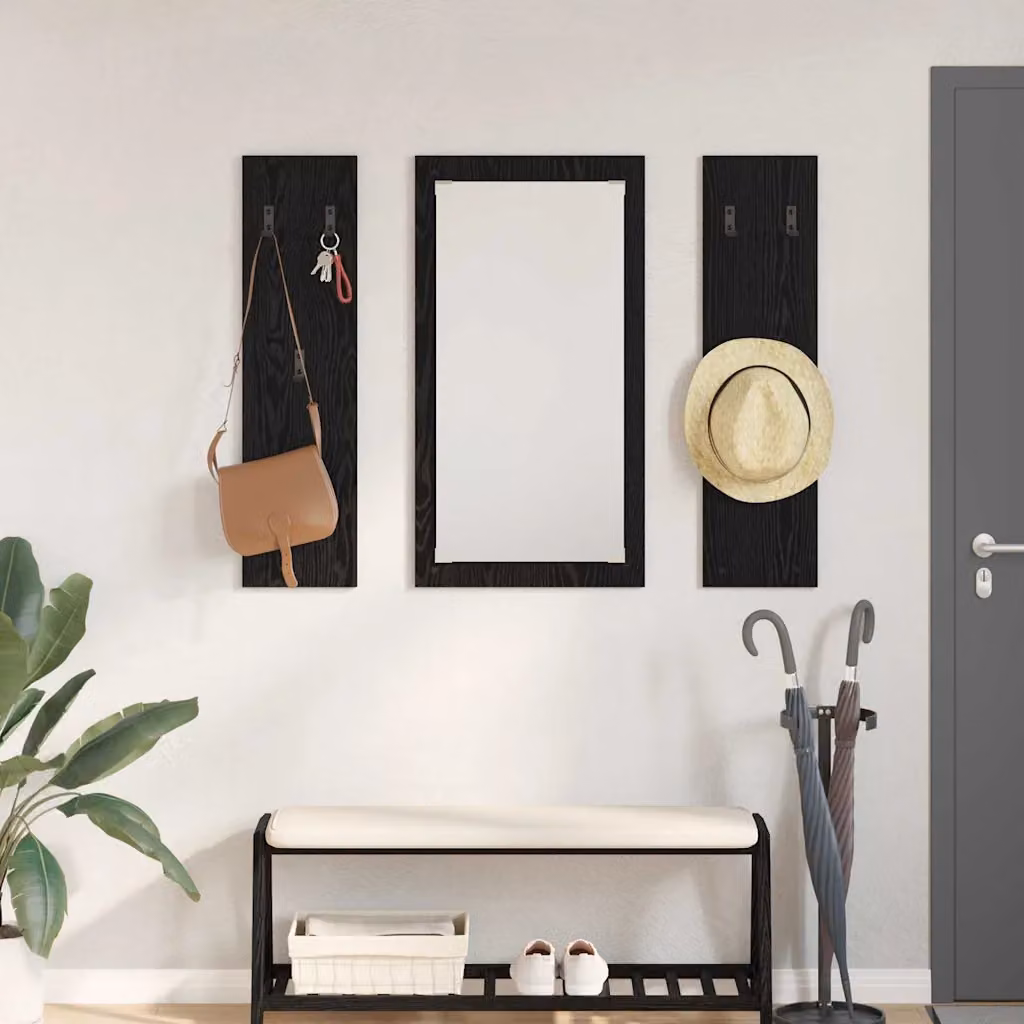 Appendiabiti a muro moderno vidaXL in legno MDF nero L: 96 cm, P: 1,5 cm, H: 90 cm