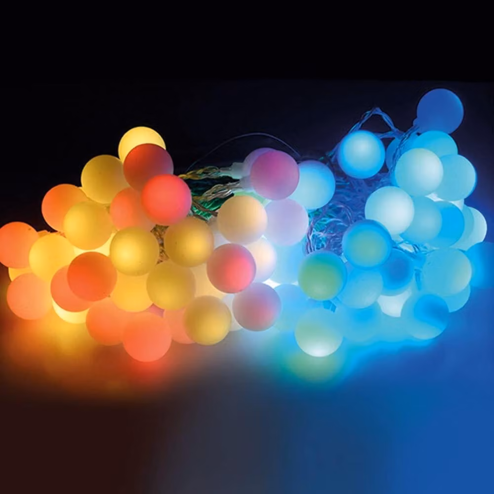 Catena luminosa, 80 LED colorati, grado di protezione IP44, 19 metri, adatta per interni ed esterni