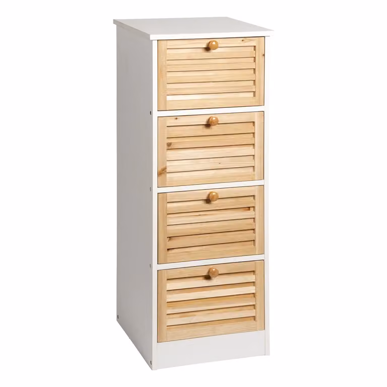 Vestiamo Casa Cassettiera Multiuso Linea Woodhandy in Legno di Abete con 4 Cassetti H 81 x L 31,5 x P 30 cm