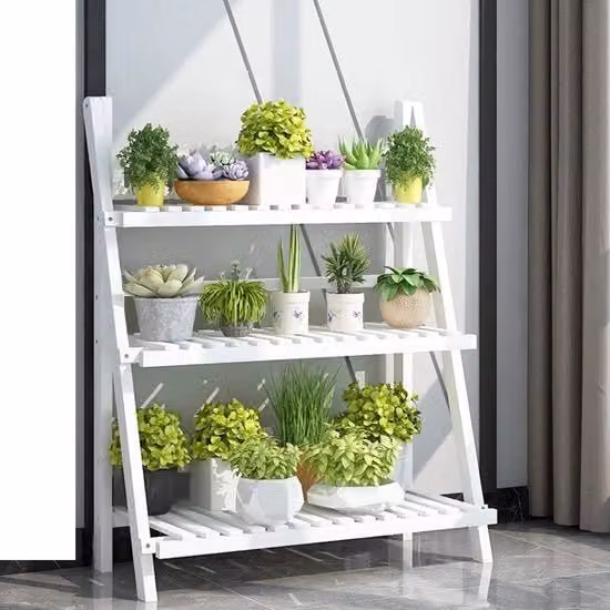 Plantenrek Opvougbile con 3 Livelli - Trappolo per Fiori in Bambù per Interno e Esterno - 70 x 40 x 96 cm