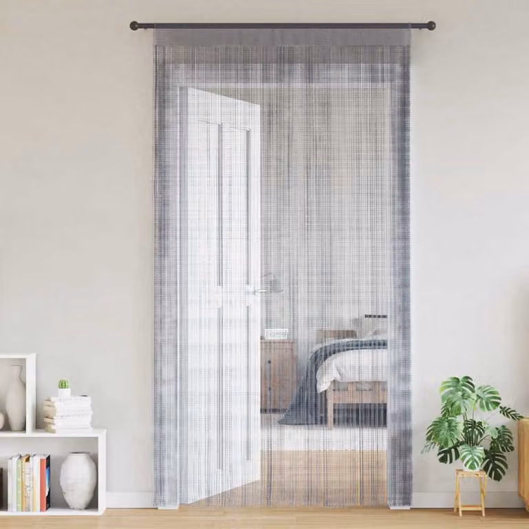 Set di 2 tende semitrasparenti vidaXL in poliestere, colore grigio, L: 140 cm, H: 250 cm