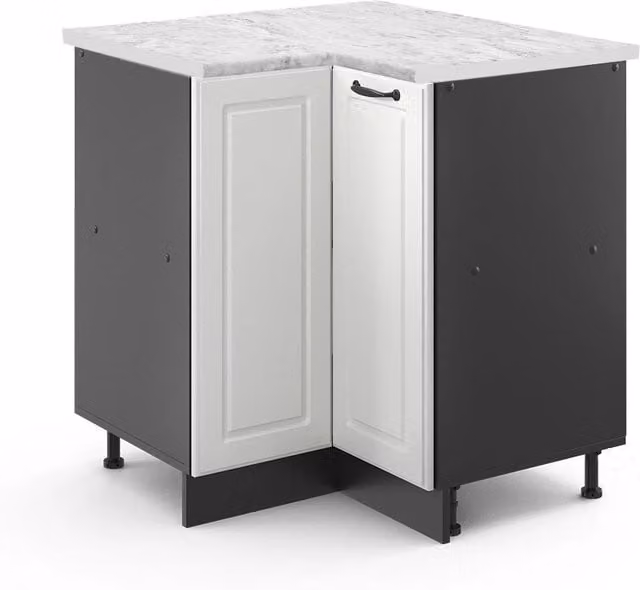 Mobile ad angolo cucina R-Line Bianco rustico/Antracite 75.6 cm, PL Marmo Vicco