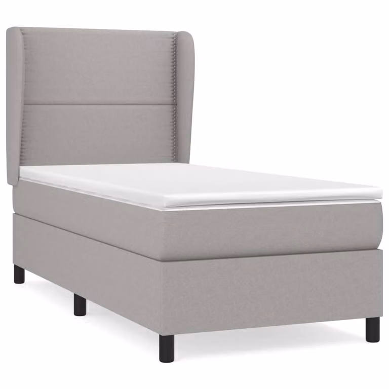 Giroletto a Molle con Materasso Grigio Chiaro 90x190 cm Tessuto