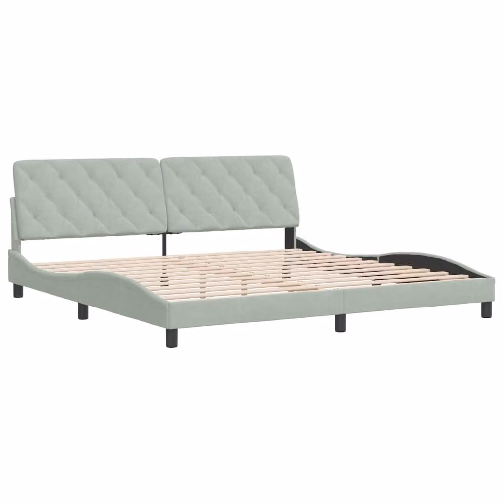Giroletto senza Materasso Grigio Chiaro 200x200 cm Velluto