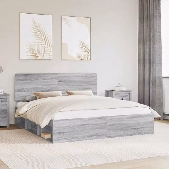 Struttura del letto Sonoma grigio 200 x 200 cm Pino massello 3412448