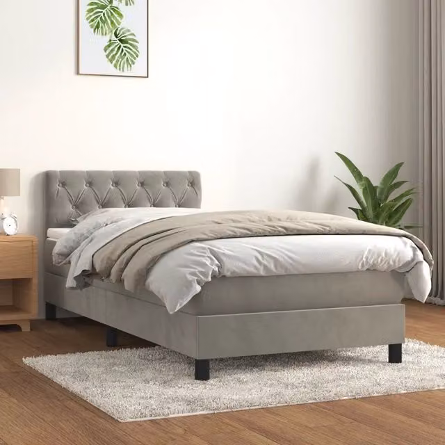 Giroletto a Molle con Materasso-Struttura Letto Grigio Chiaro 80x200 cm Velluto 105854