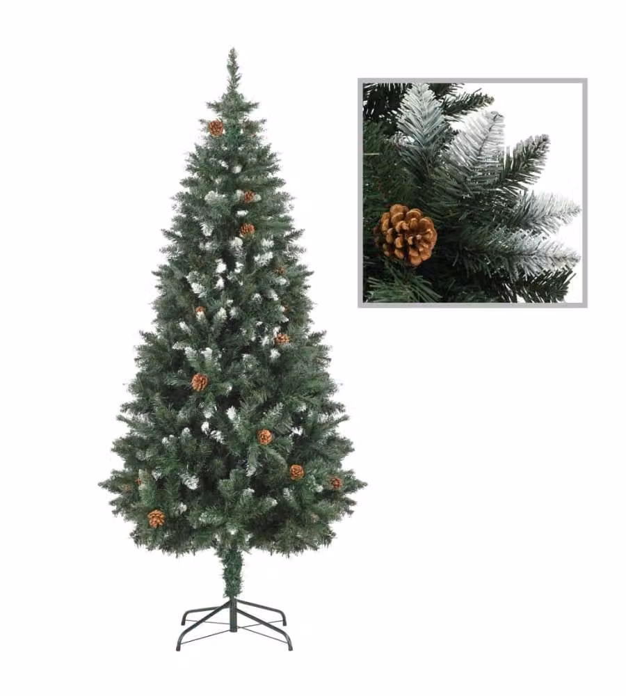 Set Albero Natale Artificiale con LED Palline e Pigne 180 cm
