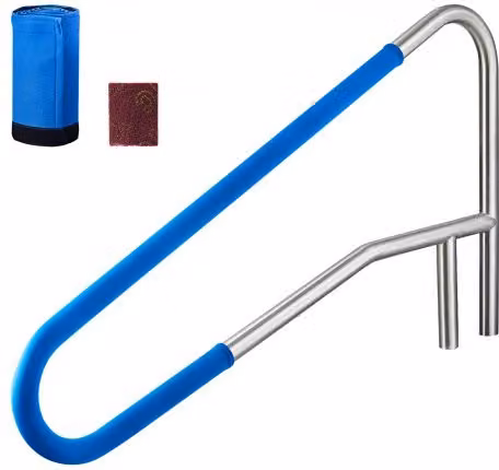 Corrimano per piscina VEVOR in acciaio inossidabile 304 con manicotto antiscivolo staccabile, montaggio a incasso o su base, L: 137,1 cm, H: 81,3 cm