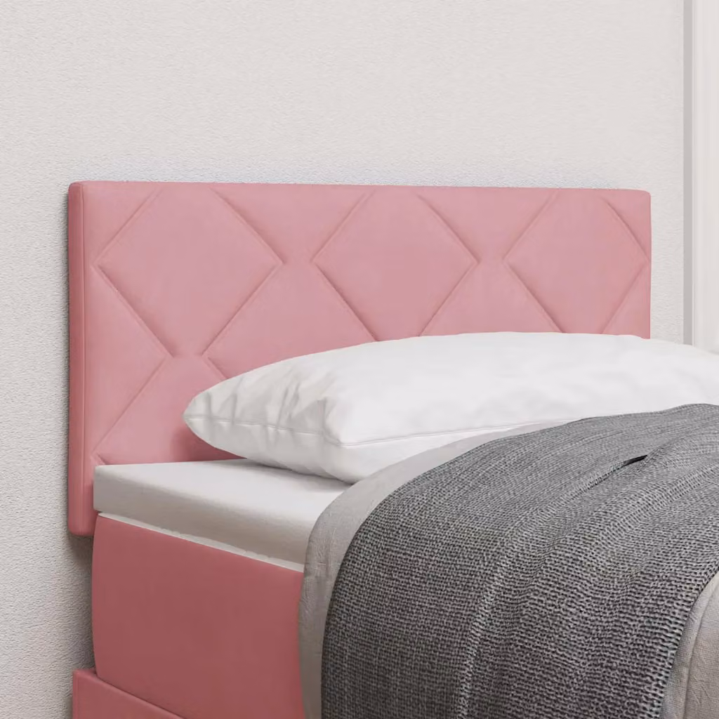 Testiera per letto vidaXL in velluto rosa con illuminazione LED e porta USB, Larghezza: 80 cm