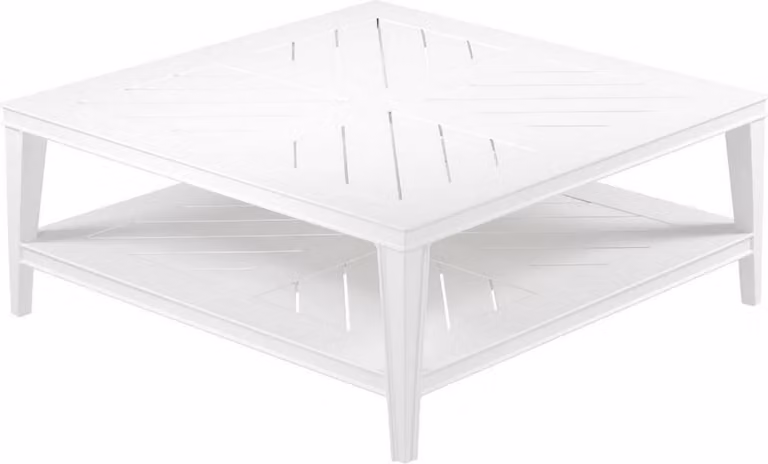 Tavolino Casa Padrino bianco 100 x 100 x h. 42 cm - Tavolo quadrato da salotto in alluminio resistente di alta qualità - Tavolo da giardino