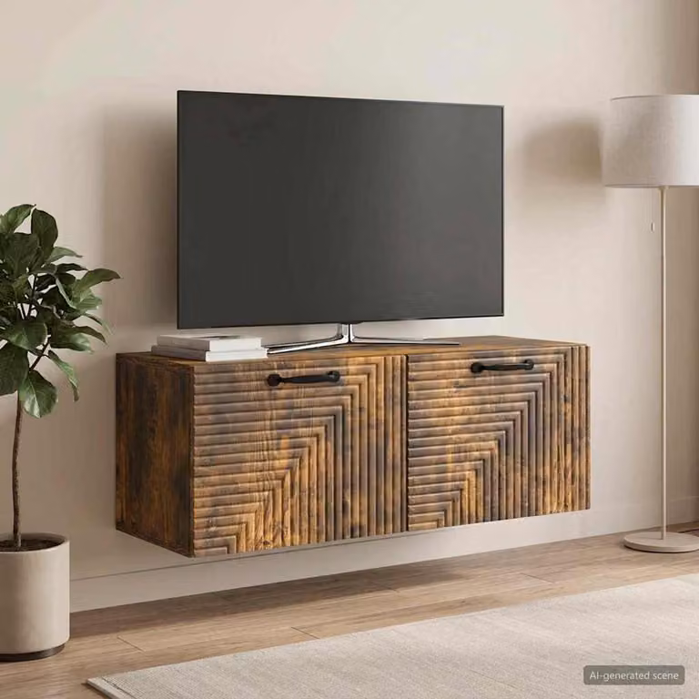 Mobile Porta TV da Muro vidaXL in Rovere Fumo, Design Moderno, L 78,5 x P 31 x H 30 cm